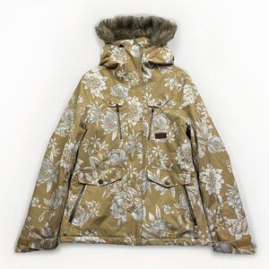 Rip Curl Wom M Winter Jacket 10K Fur Floral AOP Beige Full-Zip Snowboard Ski